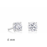 Boucles d'oreilles rondes en argent avec pierre unique en zircon - 6 mm.
